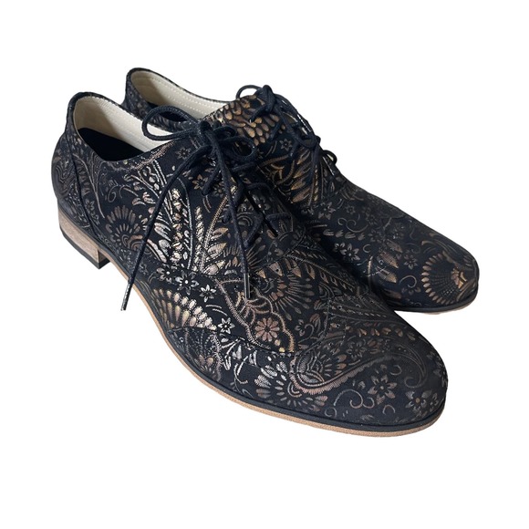 Zapato Oxfords Black Gold Size Women’s 39 - Picture 2 of 11